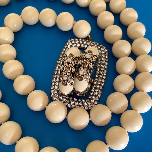 Heidi Daus Set Game Changer Pave Crystal Beaded Lariat Necklace & Earrings Ivory - Picture 6 of 16